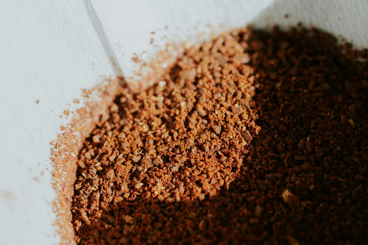 Close-up of ground roasted coffee
